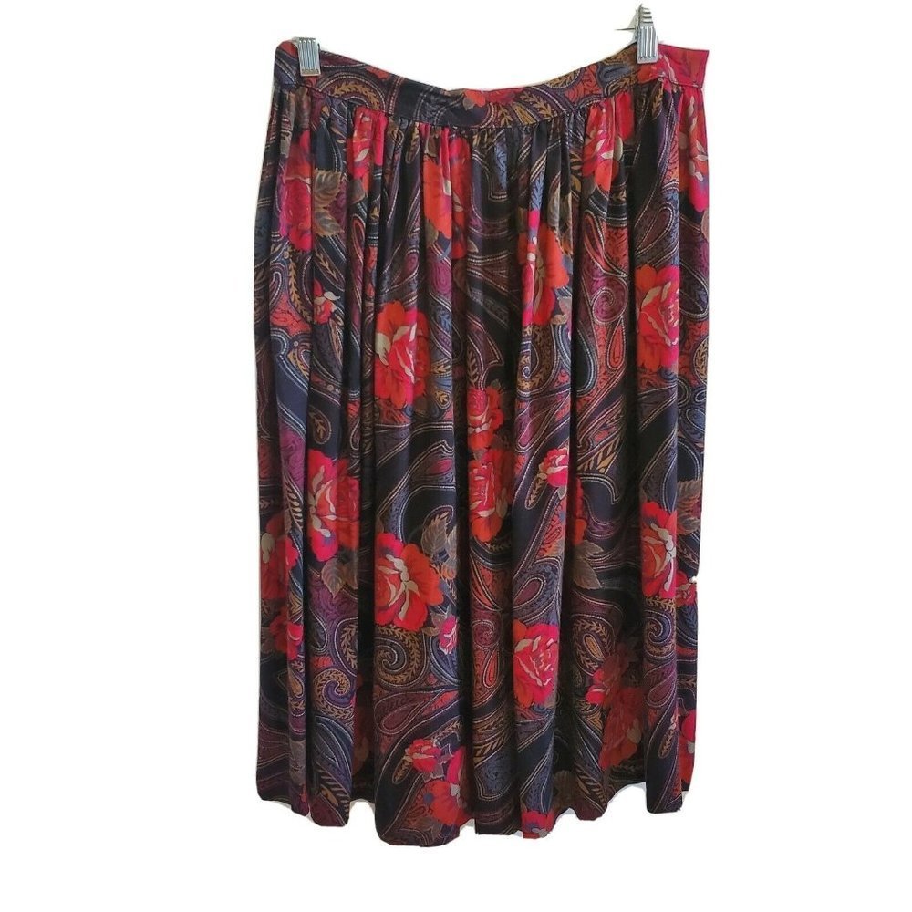 Vintage Womens Size 8 Midi Skirt‎ Floral Paisley
